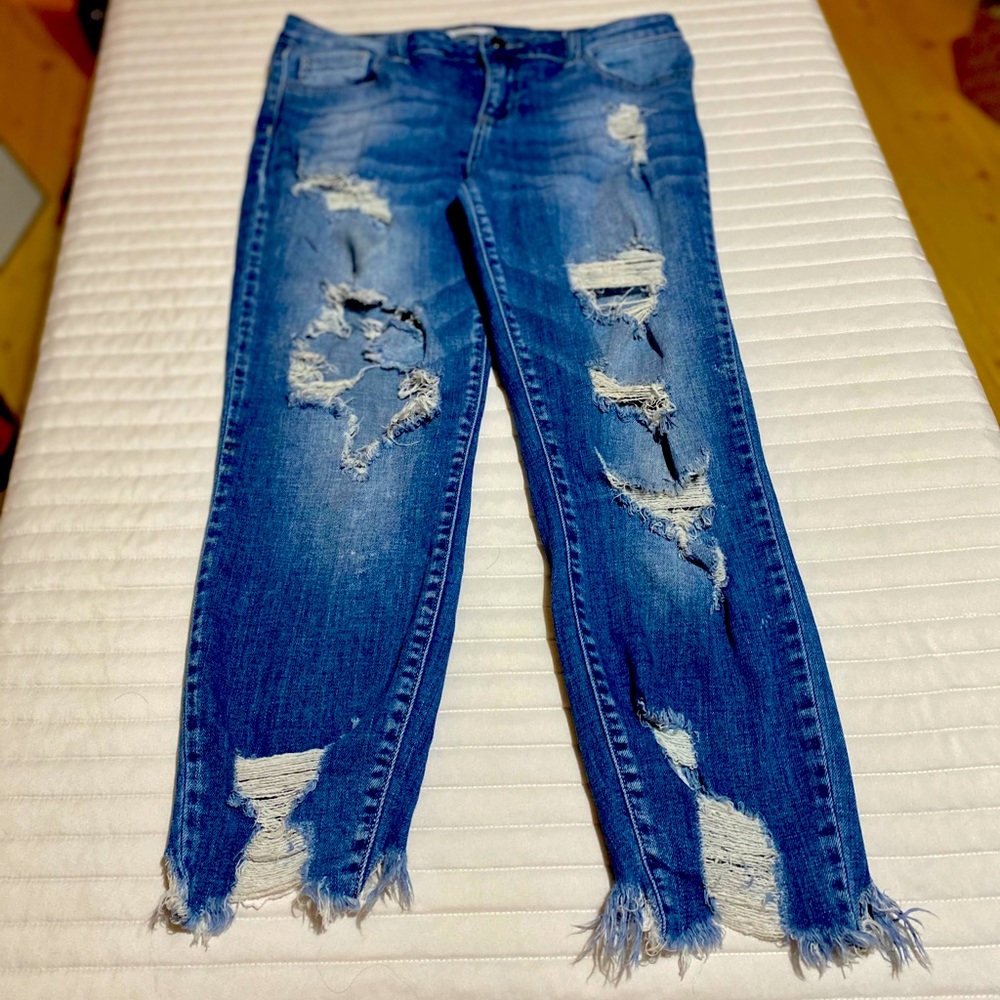 Cello Extreme Distressed Crop Jeans